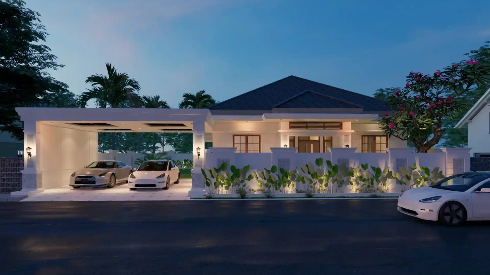 Eksterior rumah minimalis dengan gaya arsitektur modern